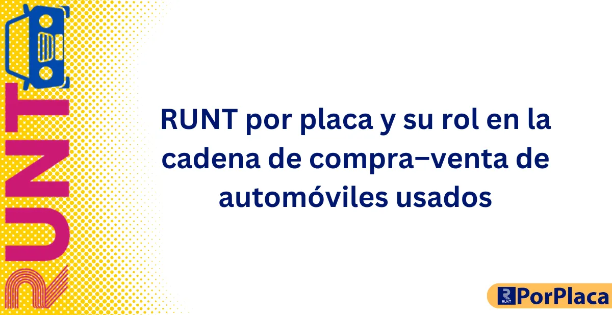 RUNT por placa y su rol en la cadena de compra–venta de automóviles usados